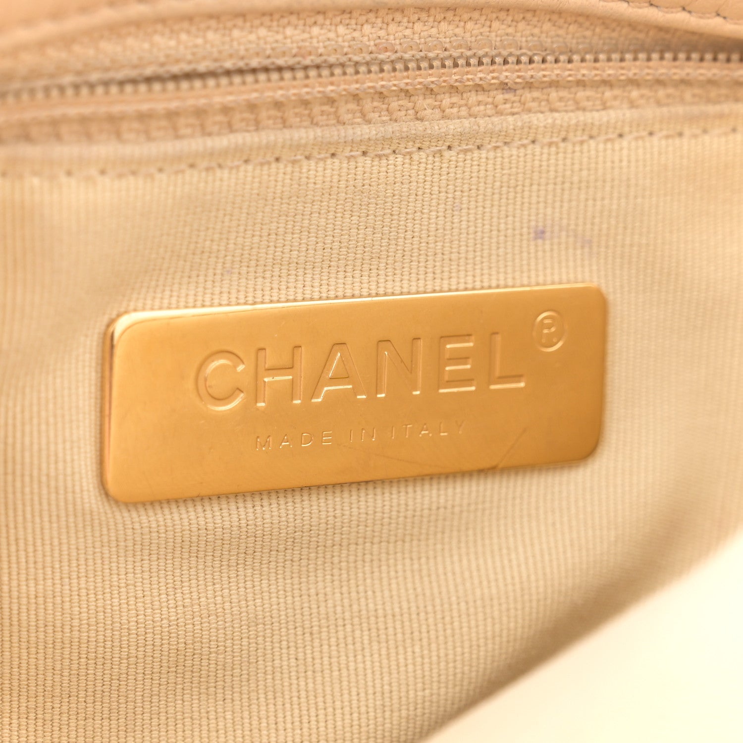 Goatskin Quilted Large Chanel 19 Flap Light Beige