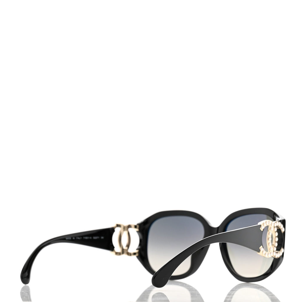 Acetate Pearl CC Square Sunglasses 71501-A Black