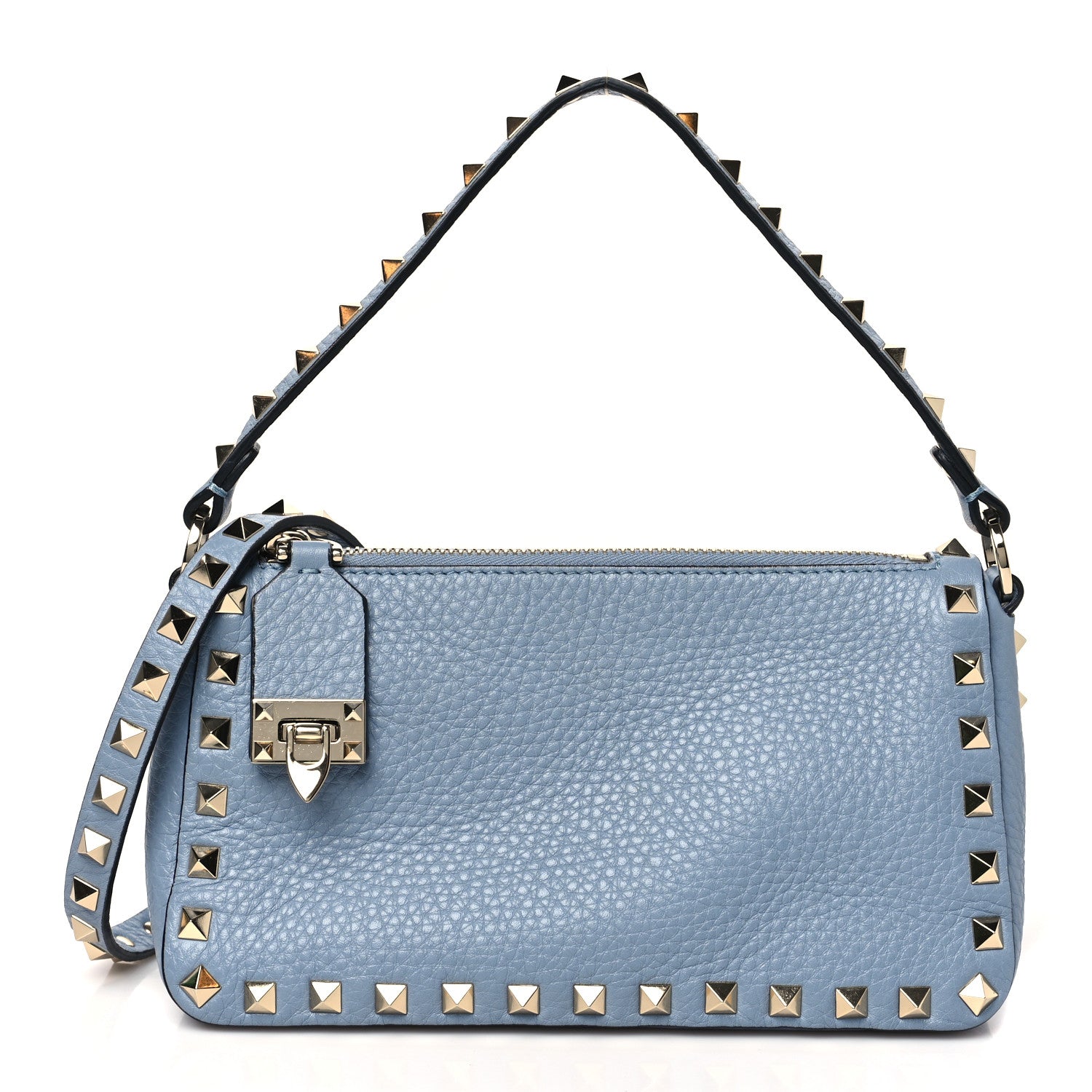 Pebbled Calfskin Small Rockstud Flip Lock Shoulder Bag Niagara