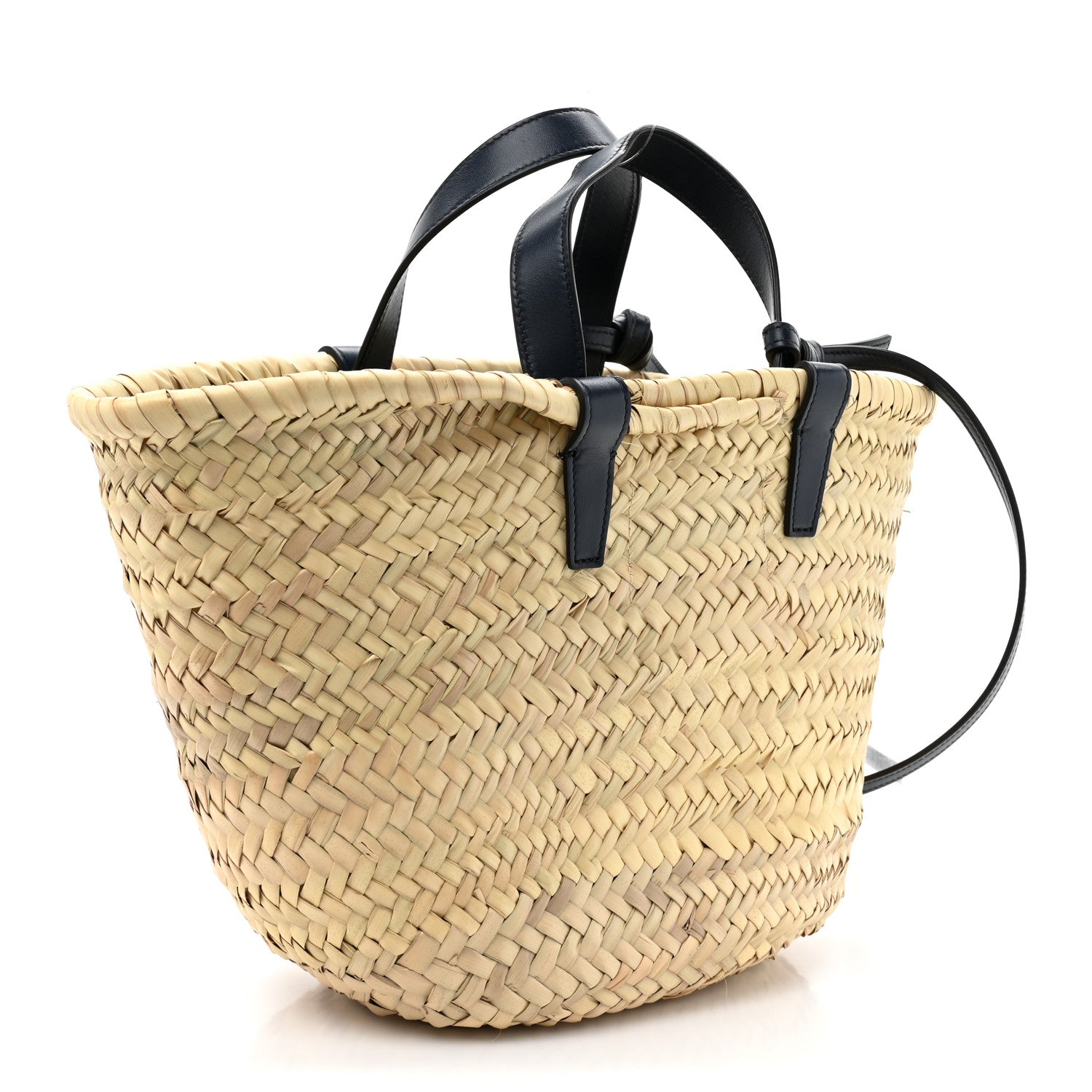 Raffia Calfskin Triomphe Nano Panier Navy Blue