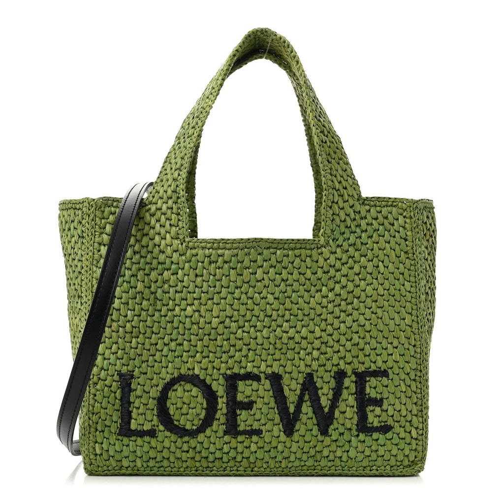 X PAULA'S IBIZA Raffia Font Tote Green