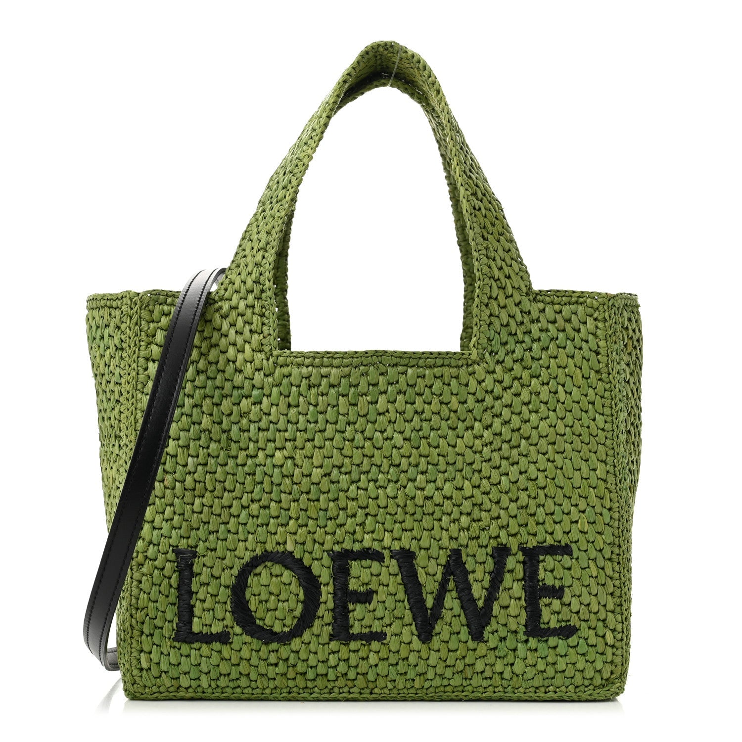 X PAULA'S IBIZA Raffia Font Tote Green