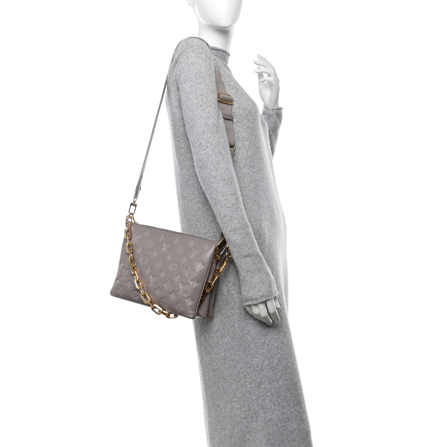 Lambskin Embossed Monogram Coussin PM Gris
