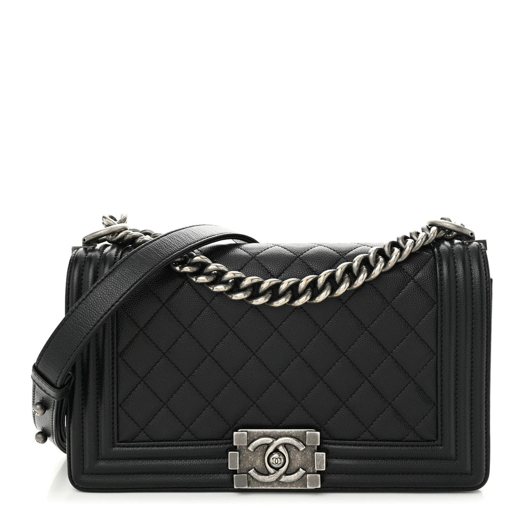 Caviar Quilted Medium Boy Flap Black
