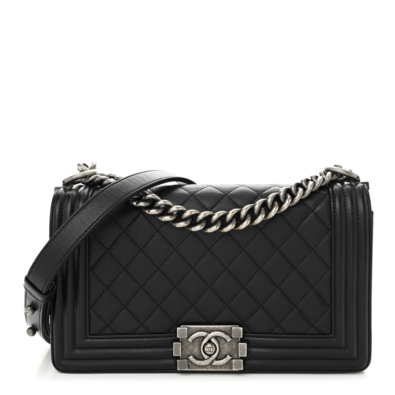 Caviar Quilted Medium Boy Flap Black