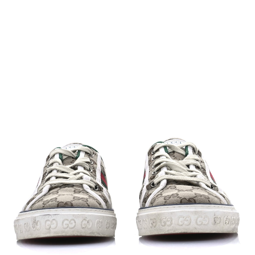 GG Monogram Web Womens 1977 Tennis Sneakers 41 Beige Ebony Mystic White