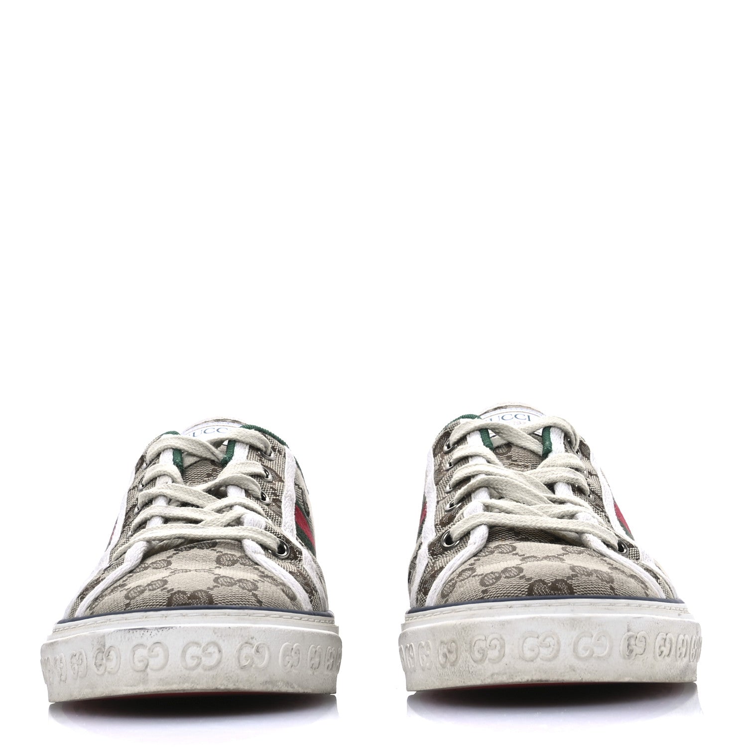GG Monogram Web Womens 1977 Tennis Sneakers 41 Beige Ebony Mystic White