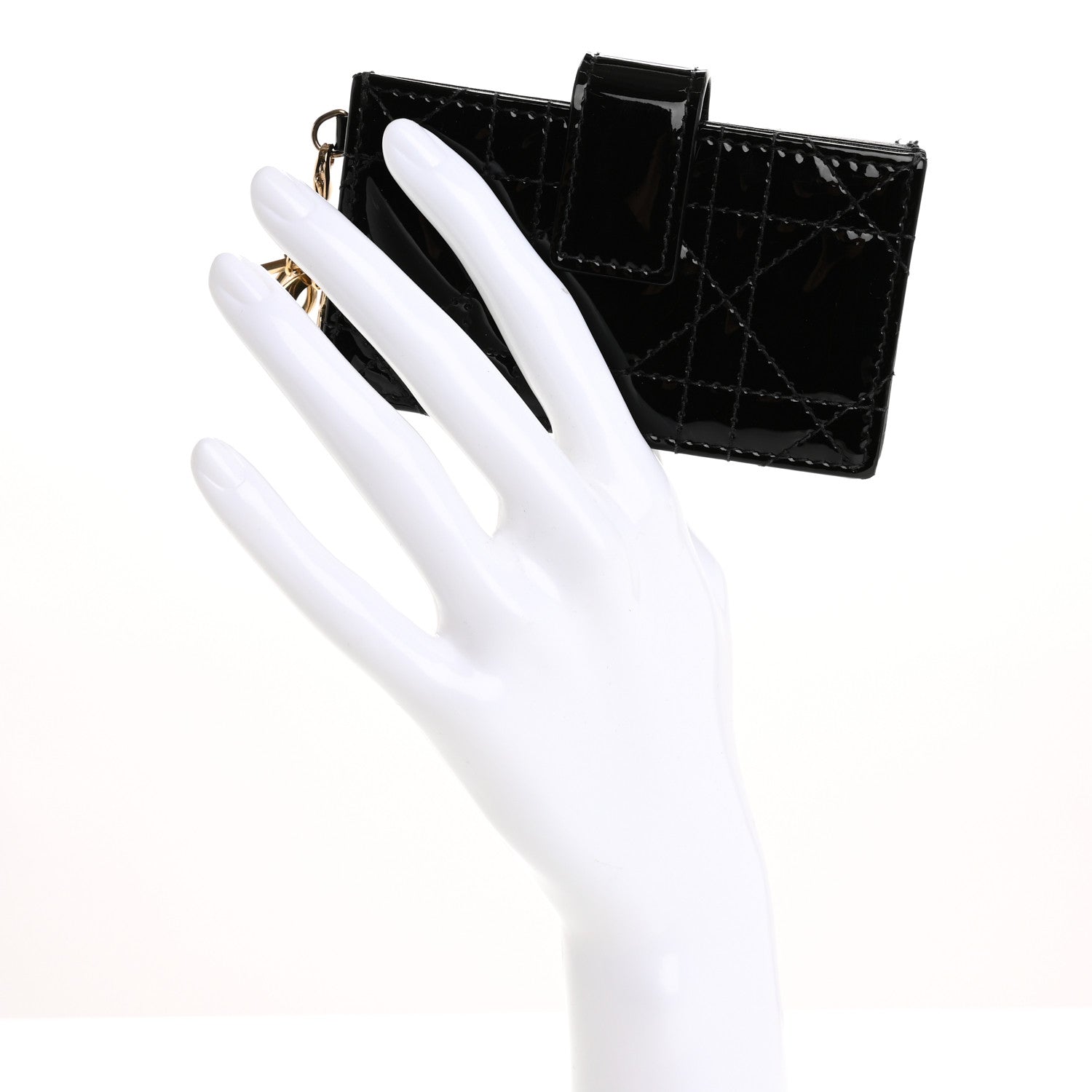 Patent Cannage Lady Dior 5-Gusset  Holder Black