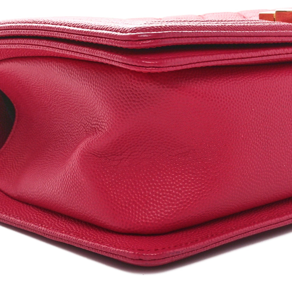 Caviar Quilted Medium Boy Flap Dark Pink