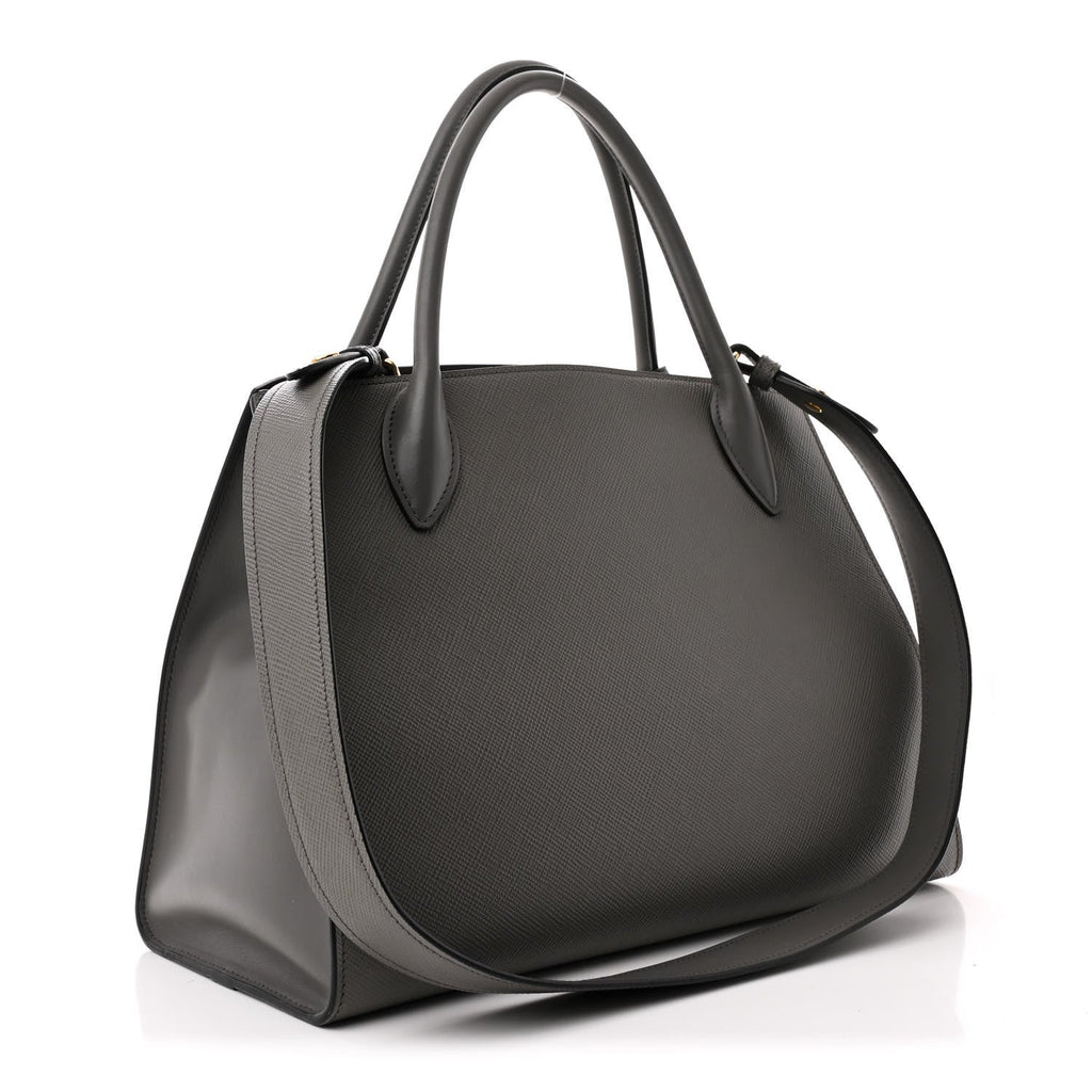 Saffiano Cuir Calfskin Medium Monochrome Top Handle Tote Ardesia