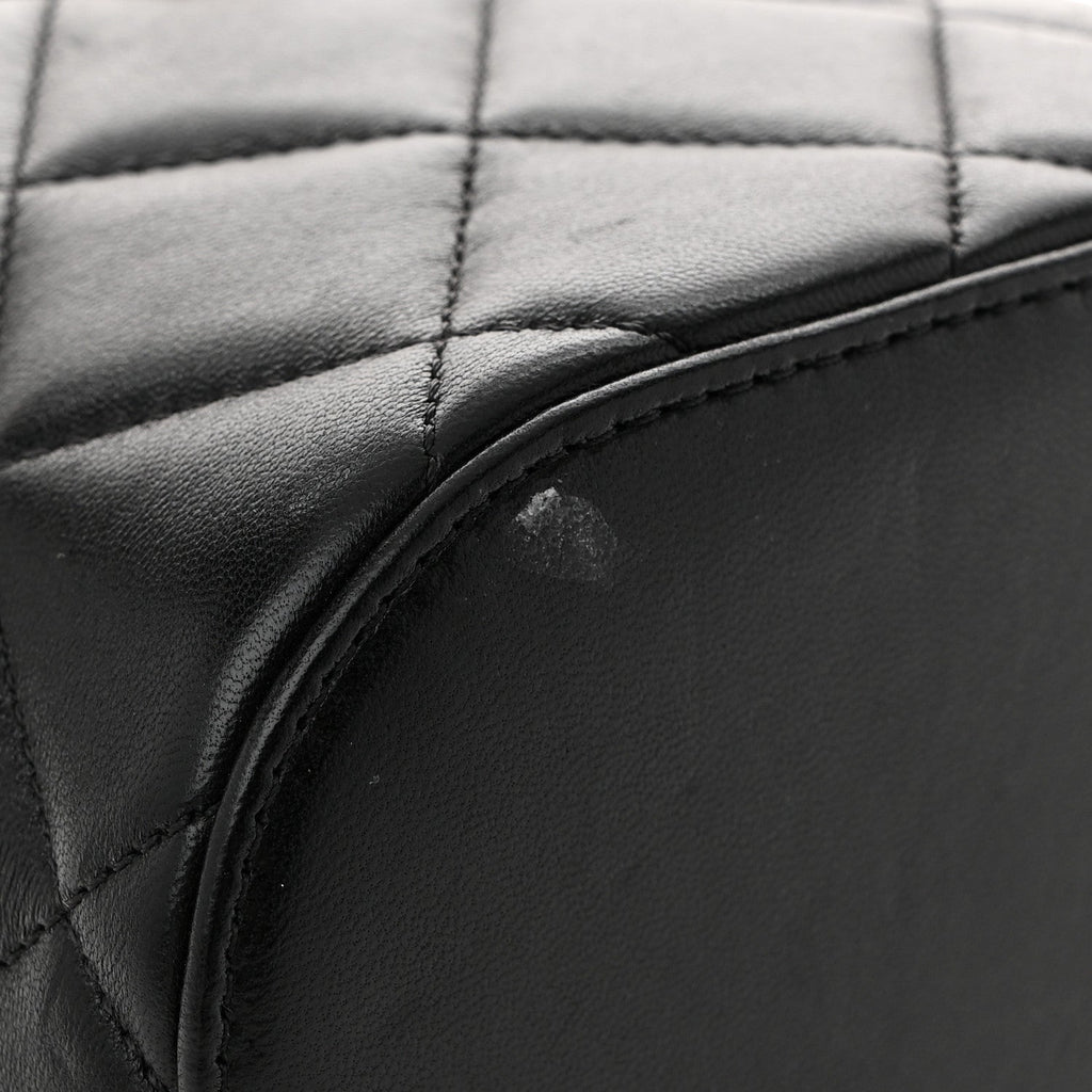 Lambskin Quilted Trendy Vanity Case Black