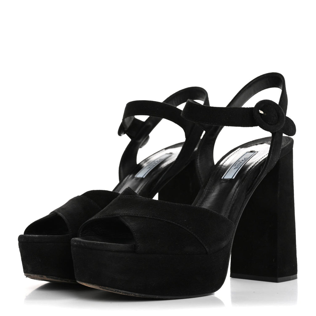 Suede Platform Sandals 39 Black