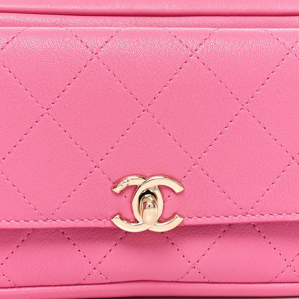 Goatksin Quilted Casual Trip Waist Bag Pink
