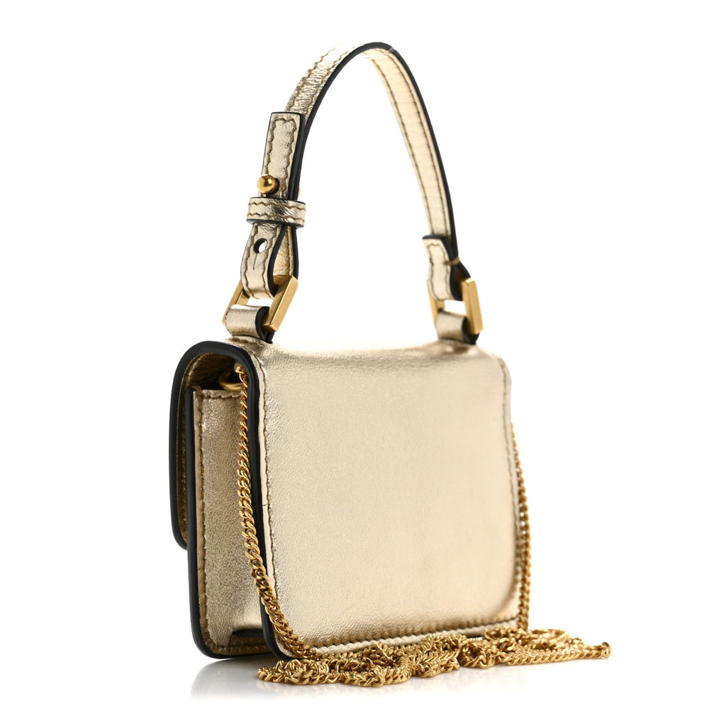 Metallic Calfskin Mini VSling Shoulder Bag Sahara