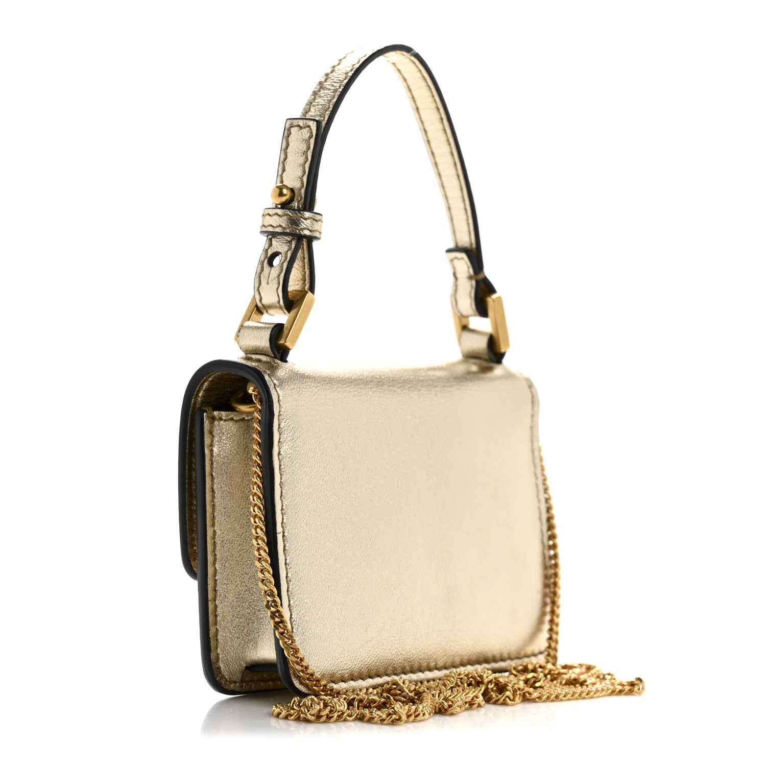 Metallic Calfskin Mini VSling Shoulder Bag Sahara