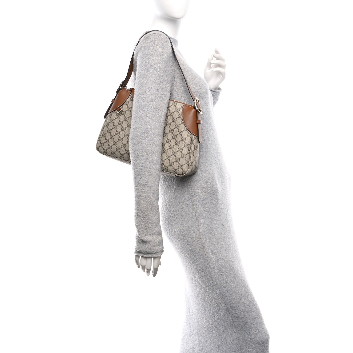 GG Supreme Monogram Emblem Medium Shoulder Bag Beige Dark Brown