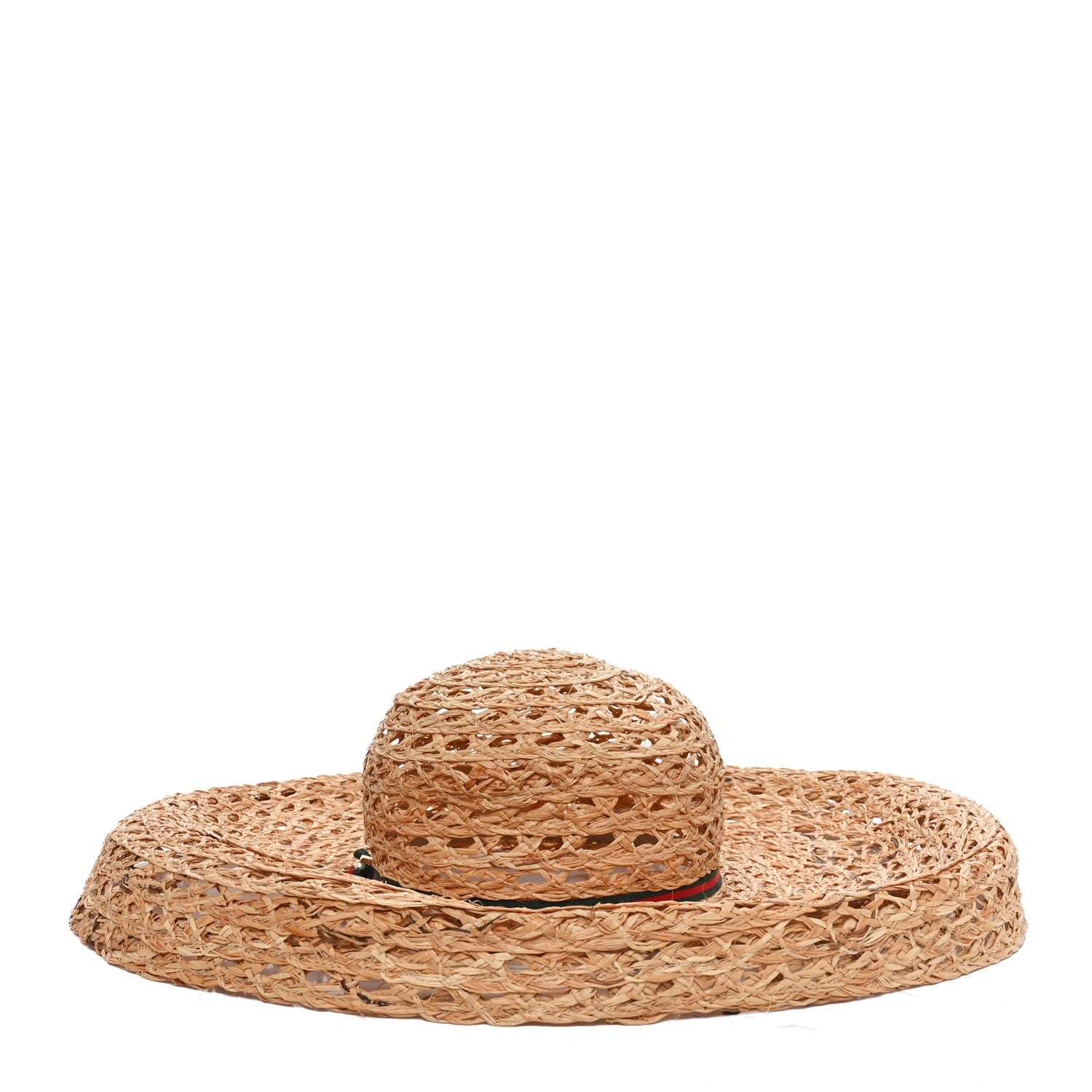 Straw Grosgrain Wide Brim Hat M Gold