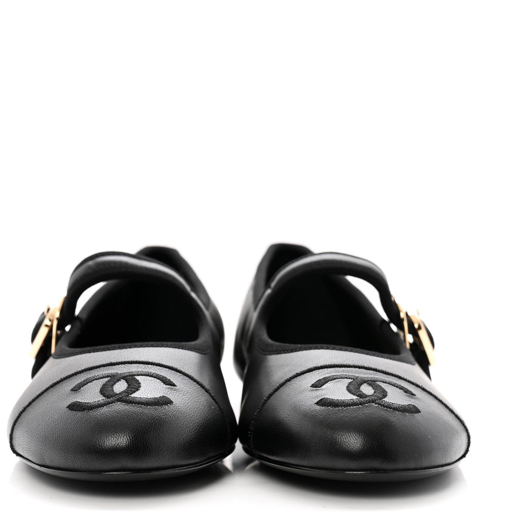 Lambskin Mary Jane Flats 37.5 Black