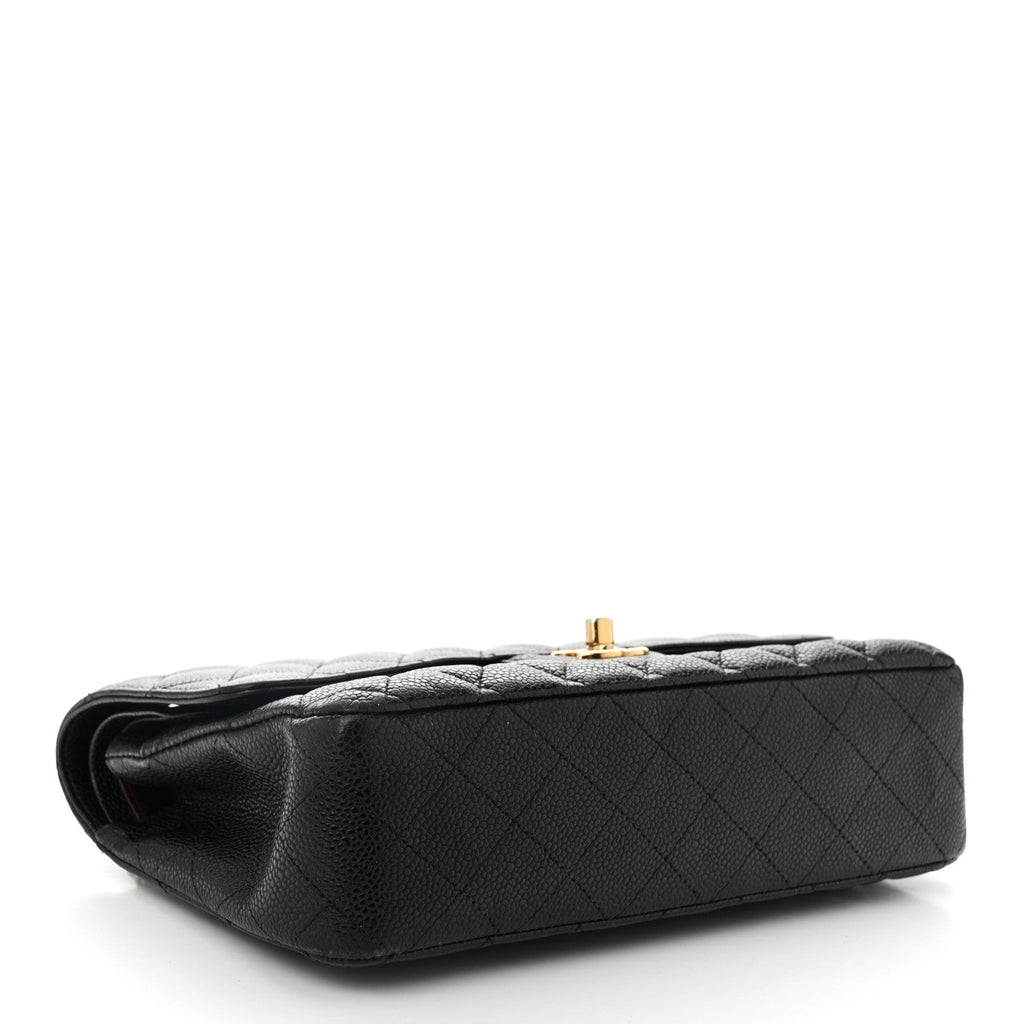 Caviar Quilted Medium Double Flap Black