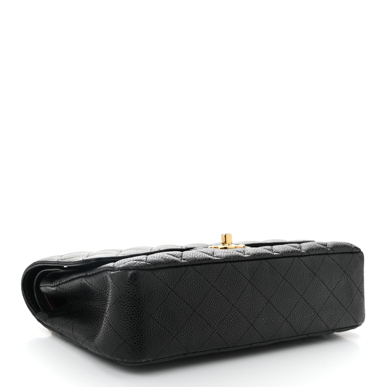 Caviar Quilted Medium Double Flap Black