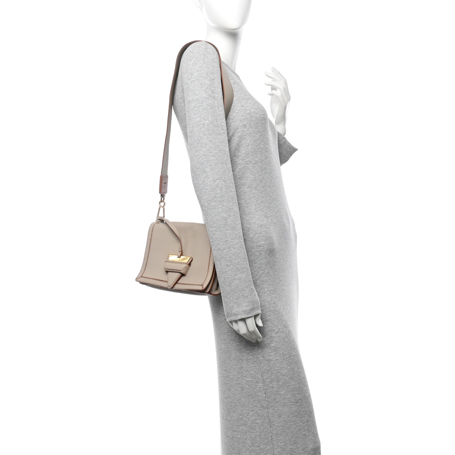 Grained Calfskin Medium Barcelona Shoulder Bag Light Ghost