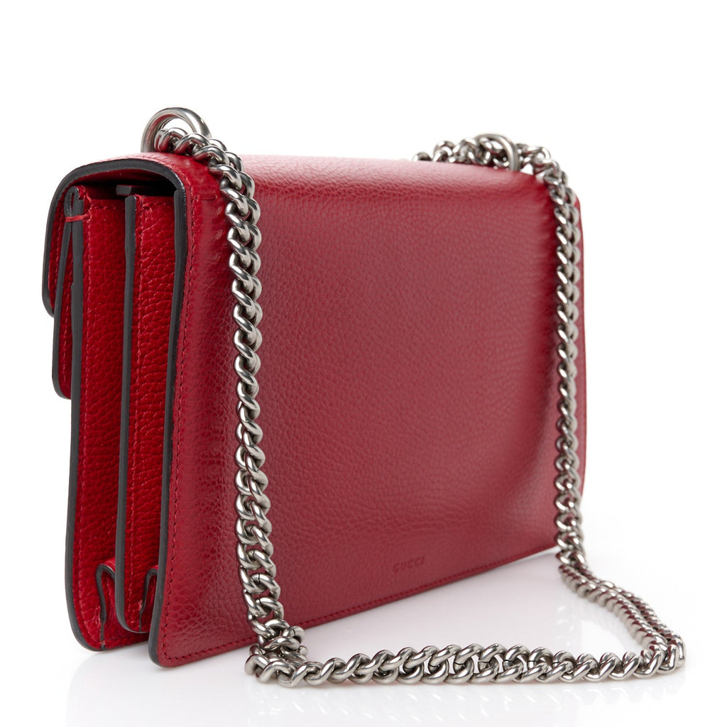 Dollar Calfskin Swarovski Crystal Small Dionysus Shoulder Bag Hibiscus Red