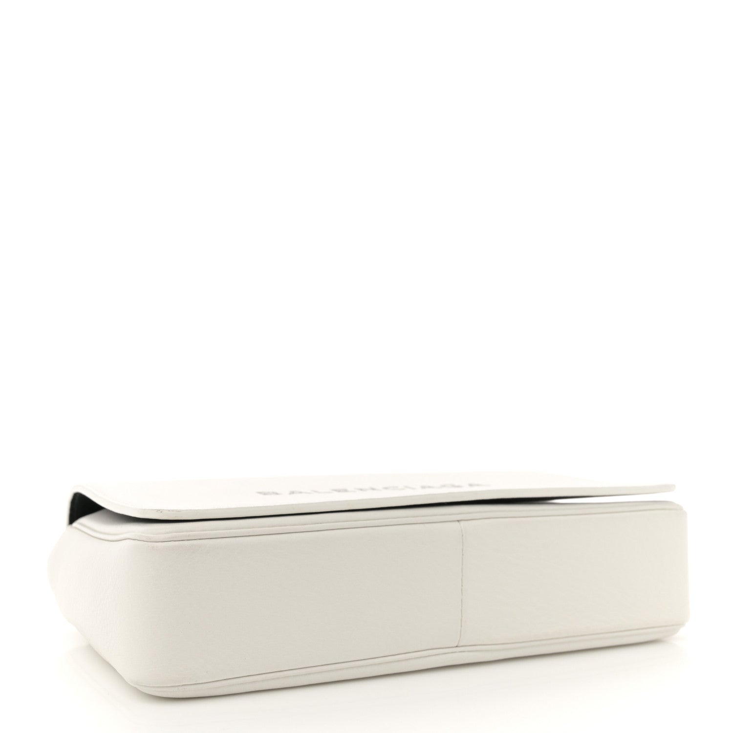 Pebbled Calfskin Logo Everyday Flap Chain Wallet White