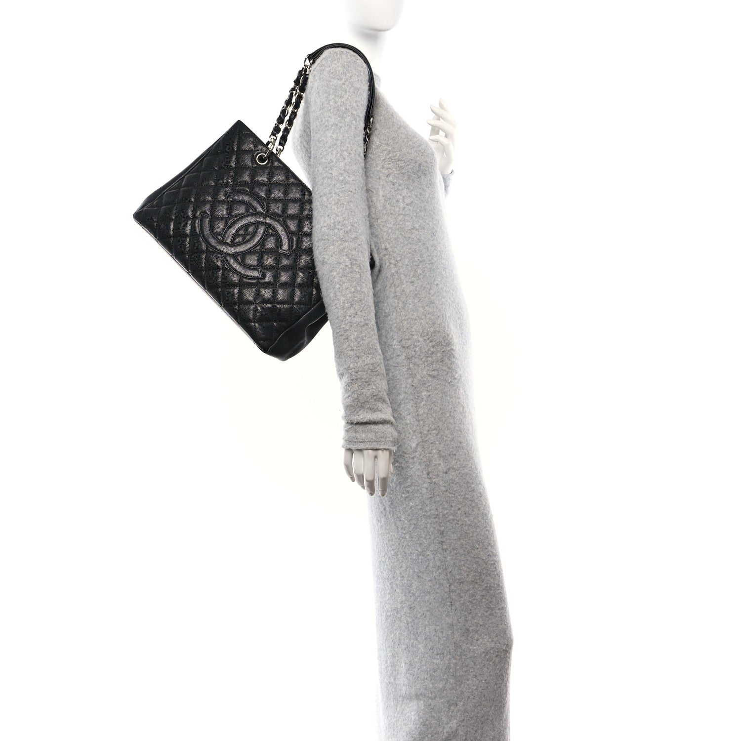 Caviar Quilted Grand Shopping Tote GST Black