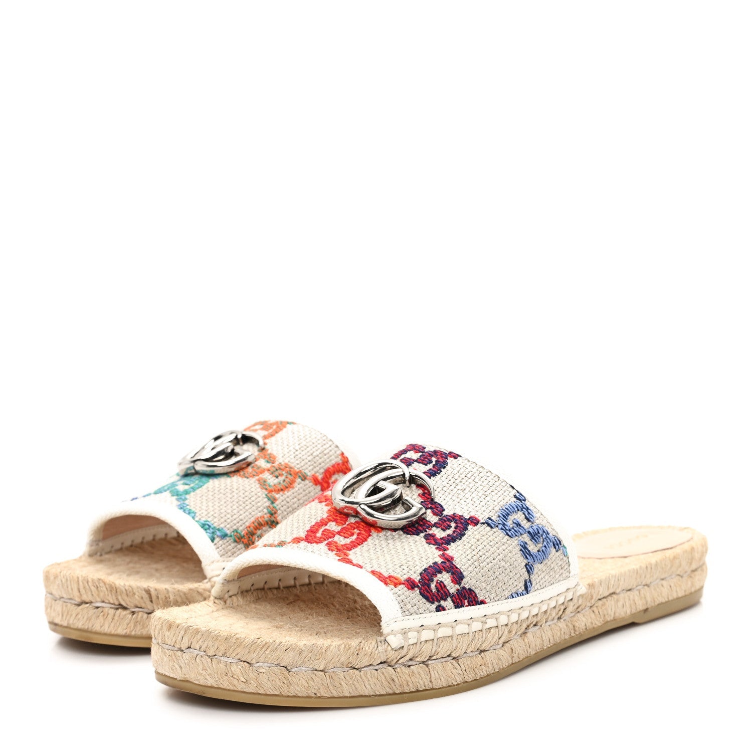 Linen Psychedelic Mini GG Monogram Slide Sandals 40 Multicolor