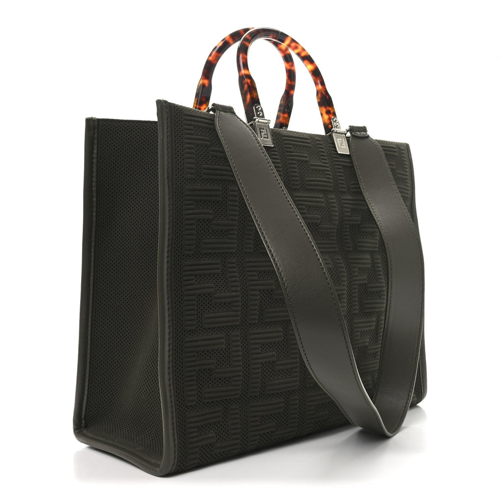 Technical Fabric Plexiglass FF Medium Fendi Sunshine Shopper Tote Wood