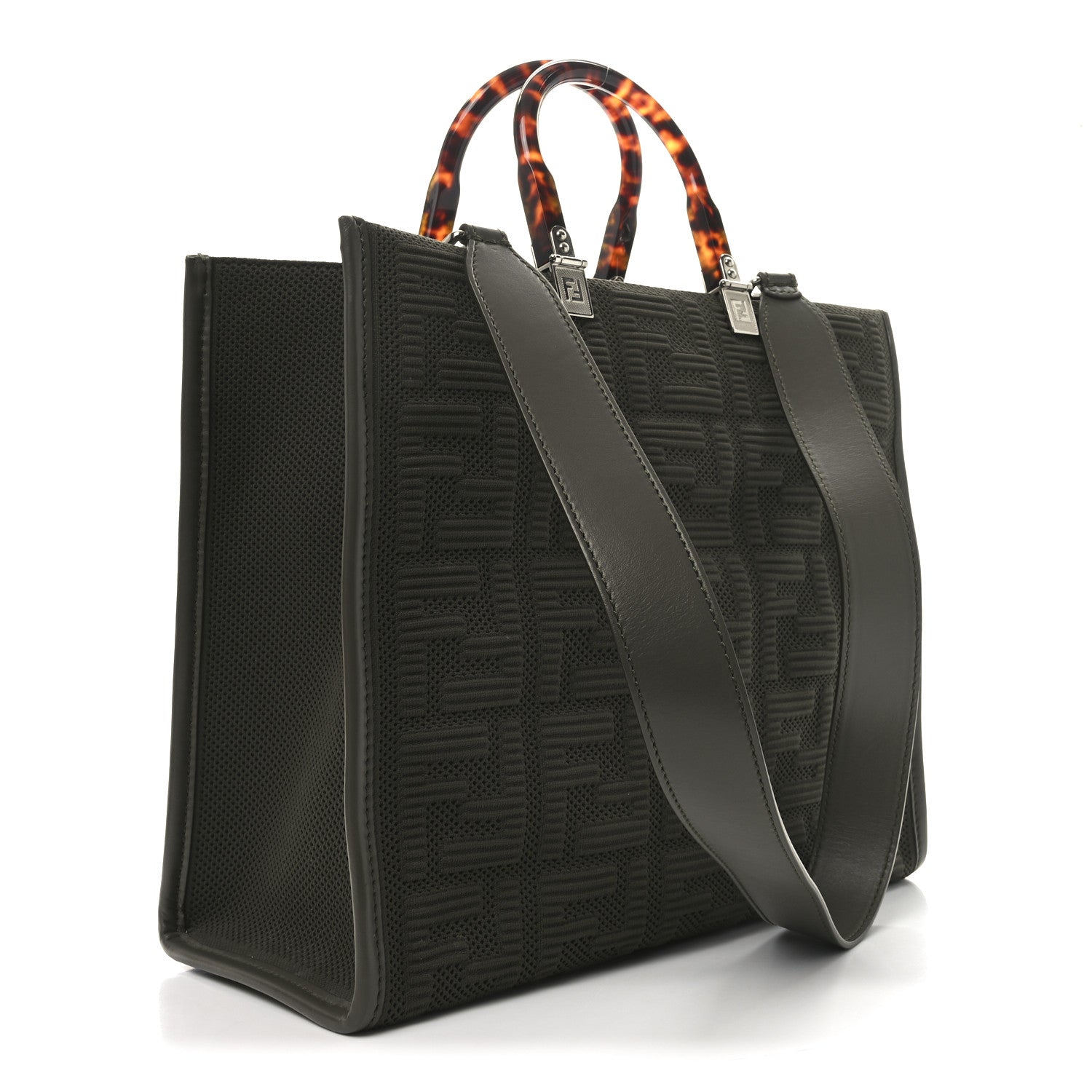 Technical Fabric Plexiglass FF Medium Fendi Sunshine Shopper Tote Wood