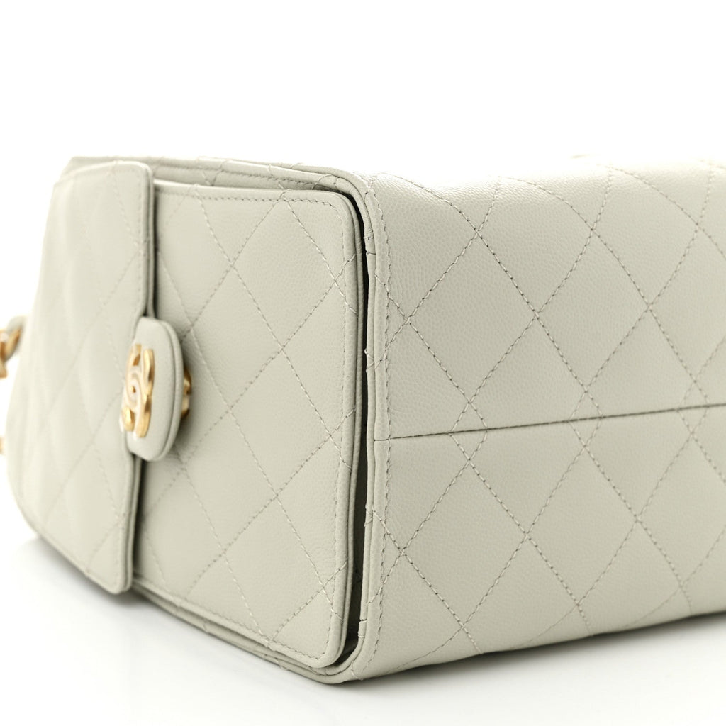 Caviar Quilted Small Chanel 25 Handbag Light Grey