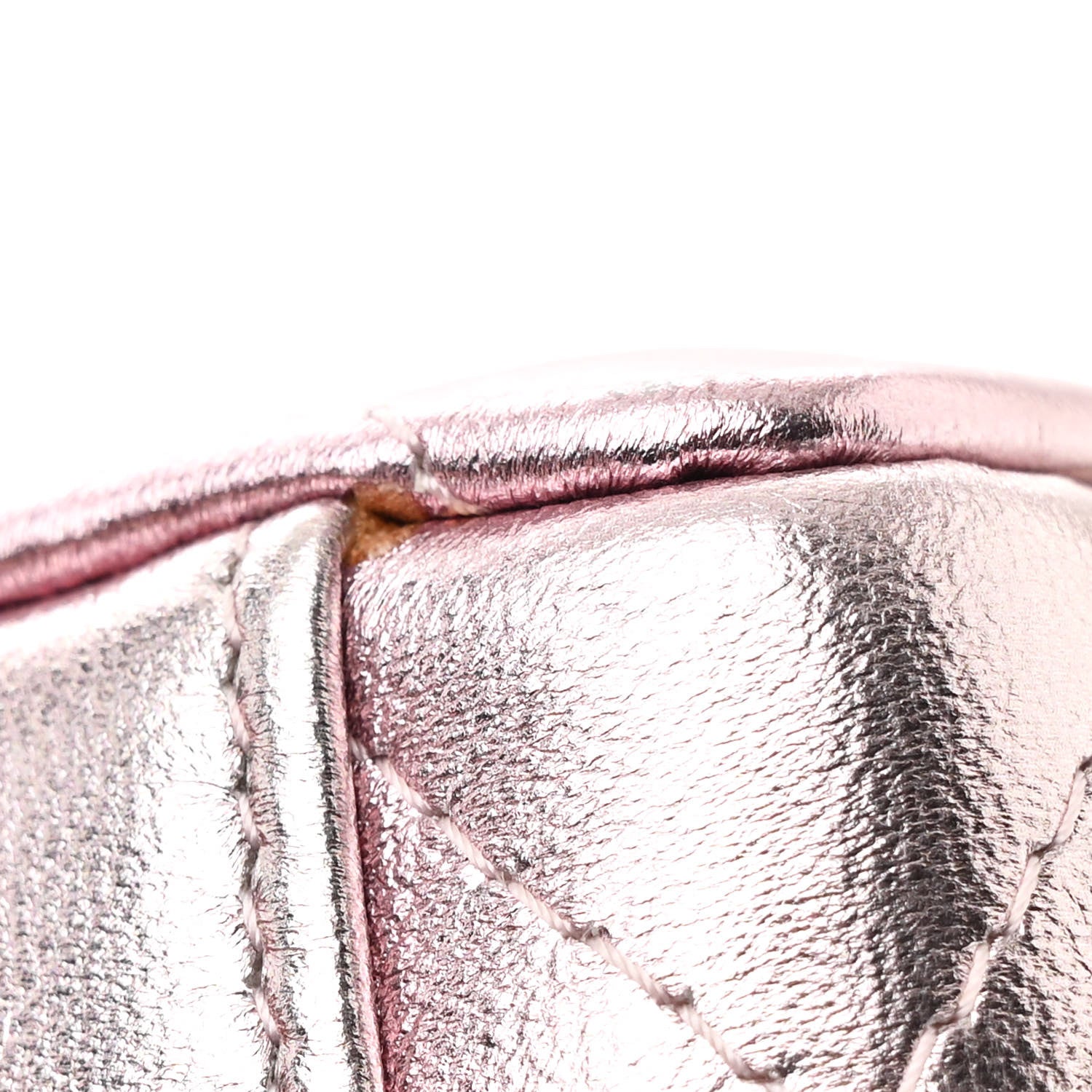 Gradient Metallic Lambskin Quilted Like A Wallet Clutch With Chain Gold Pink