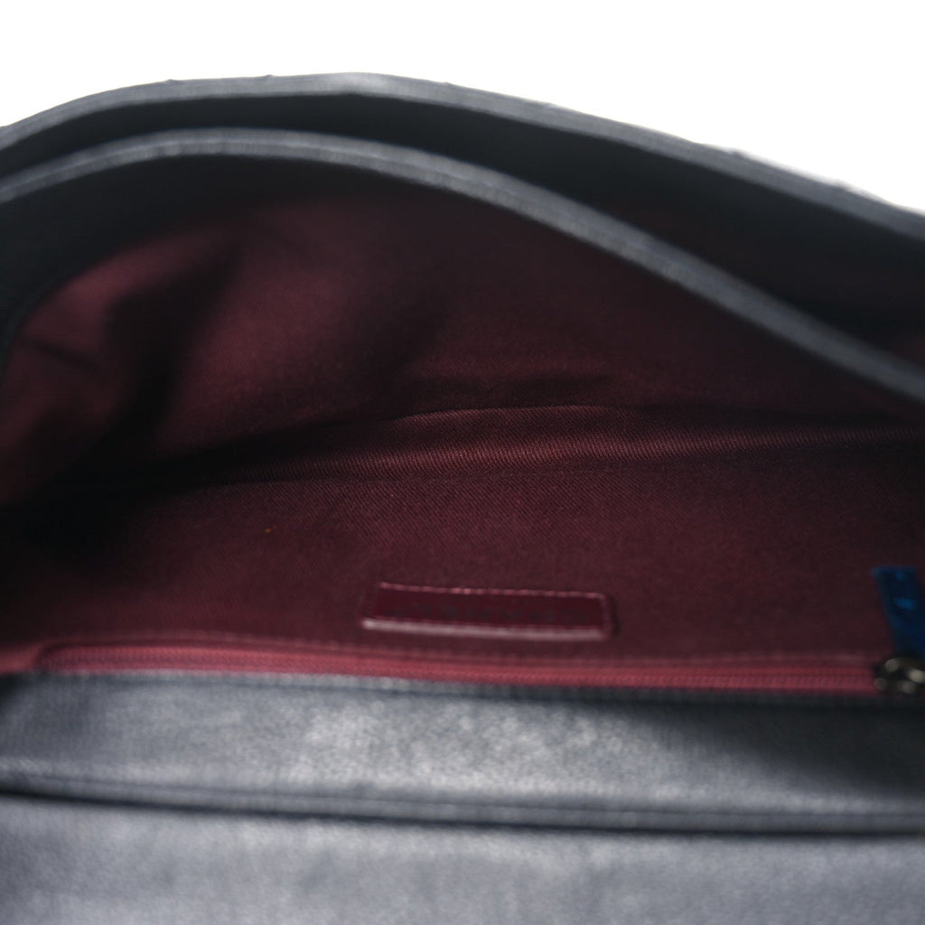 Goatskin Quilted Medium Perfect Edge Flap Black