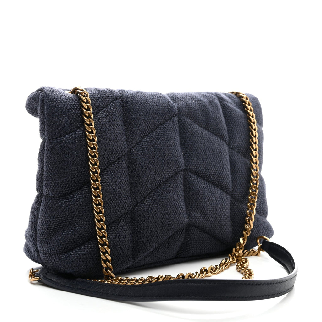 Canvas Quilted Toy Loulou Puffer Monogram Chain Satchel Deep Marine