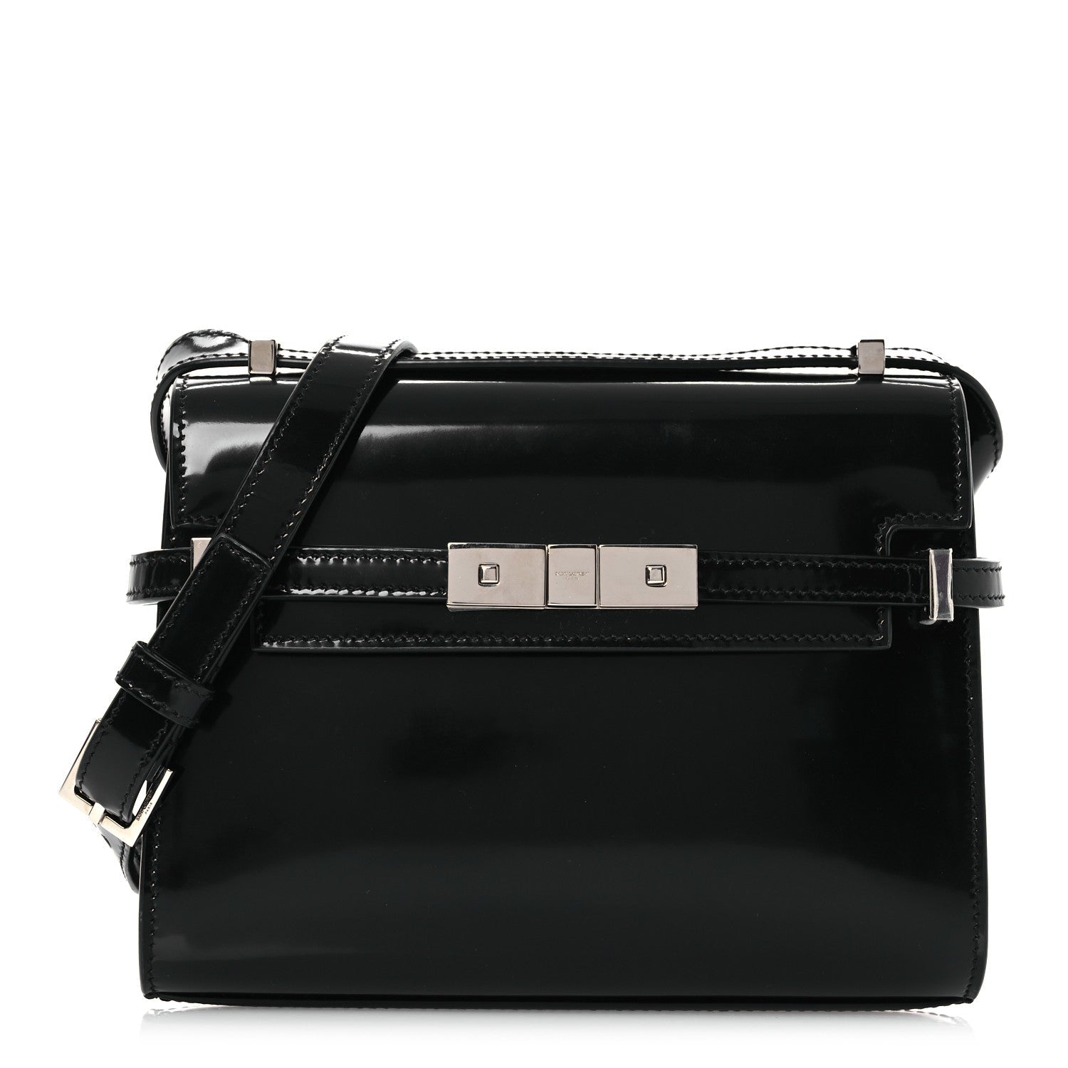 Patent Mini Manhattan Shoulder Bag Black