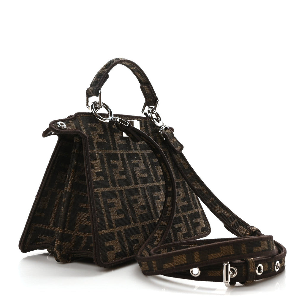 Fabric Jacquard FF 1974 Crystal Petite Peekaboo I SEE U Satchel Tabacco Moro