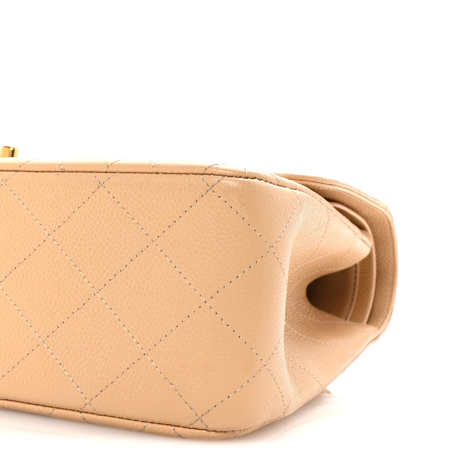 Caviar Quilted Jumbo Double Flap Beige