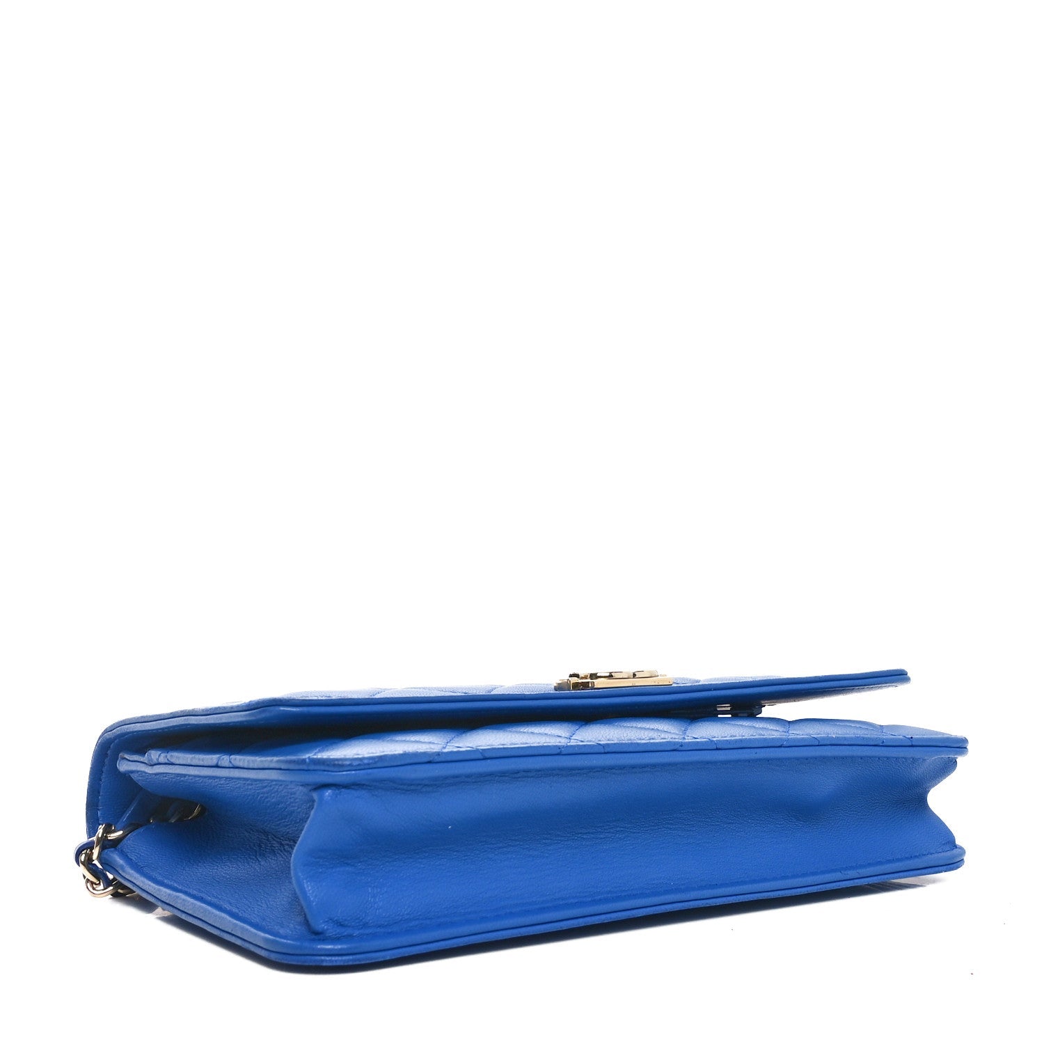 Lambskin Quilted Boy Wallet On Chain WOC Blue