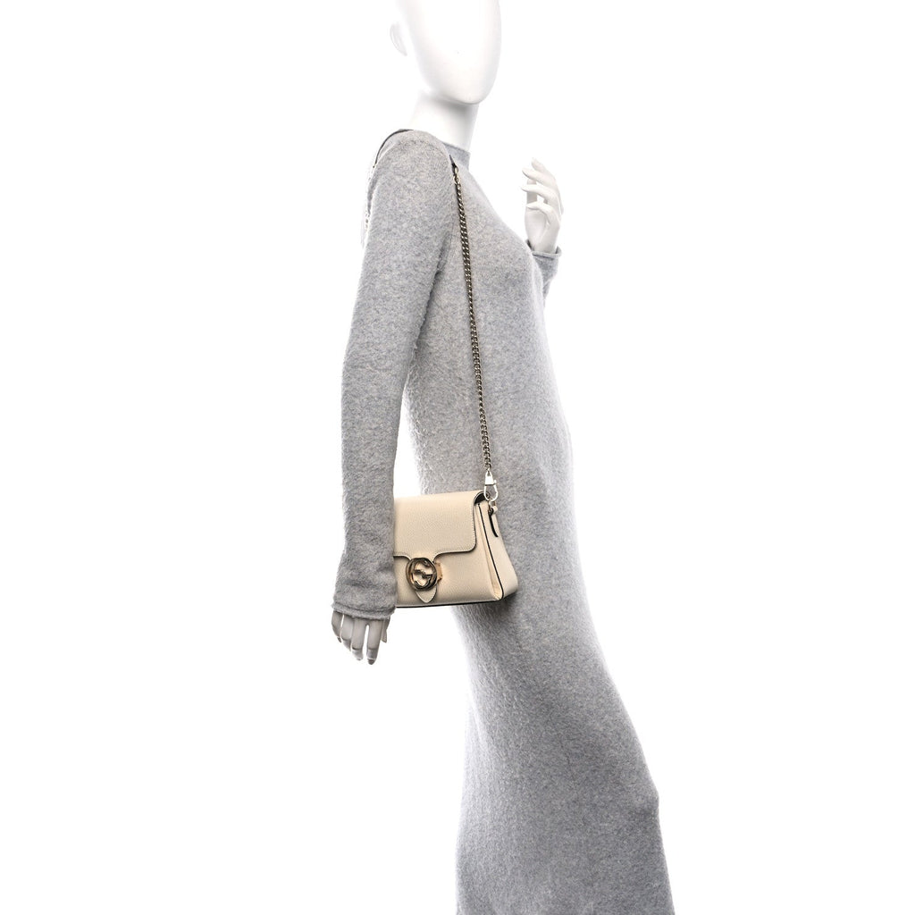 Dollar Calfskin Interlocking G Crossbody Bag Mystic White