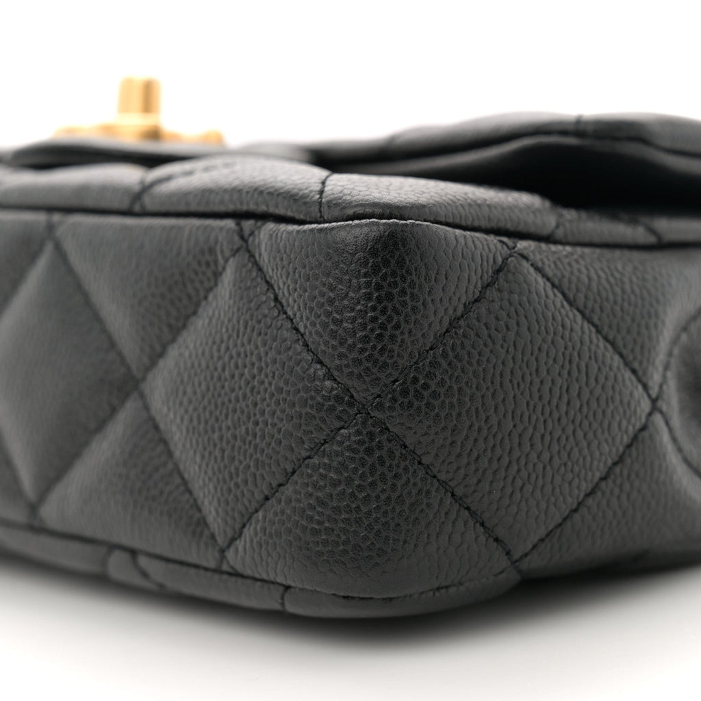 Caviar Quilted Mini Sweetheart Rectangular Flap Black