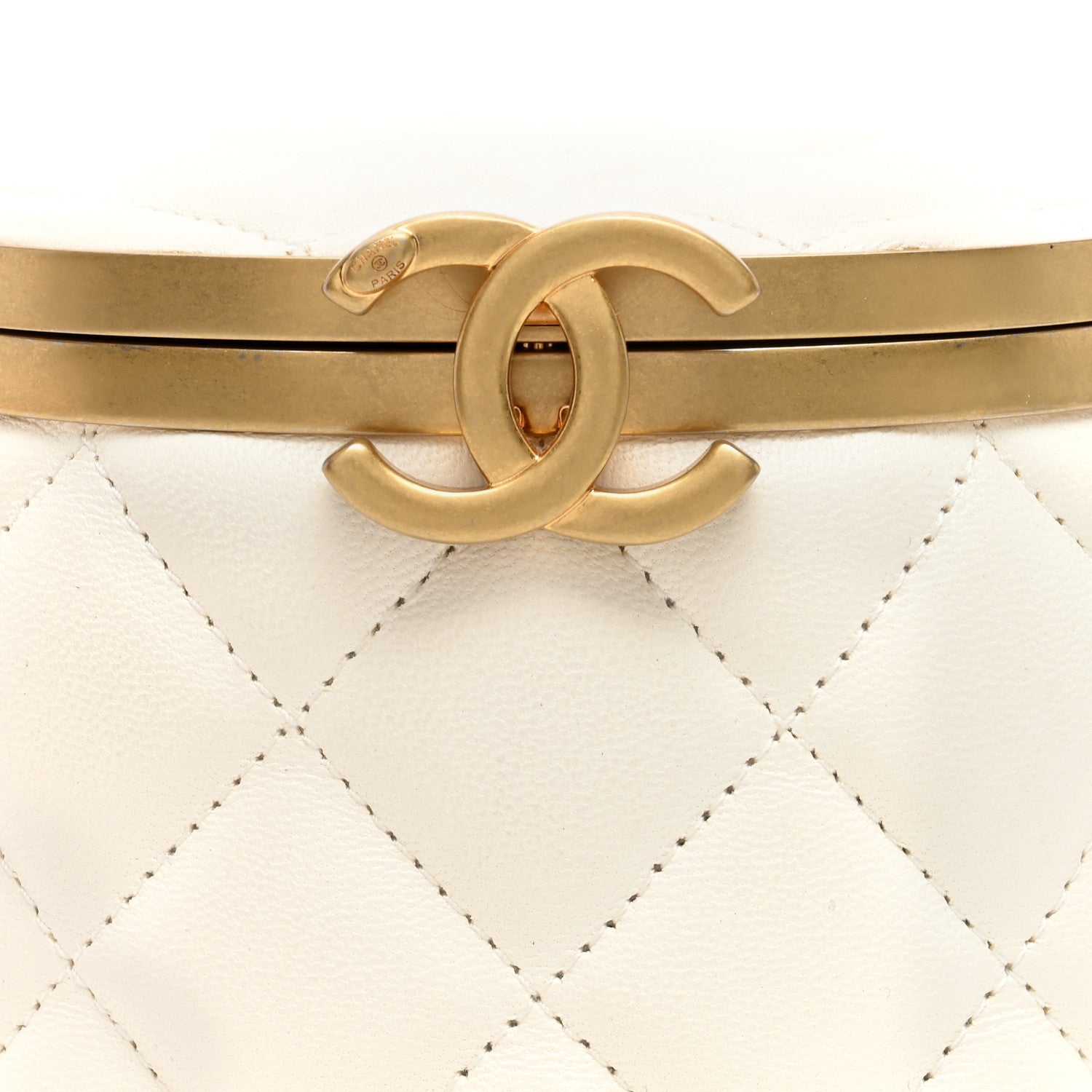 Lambskin Quilted Mini Crown Box Bag White