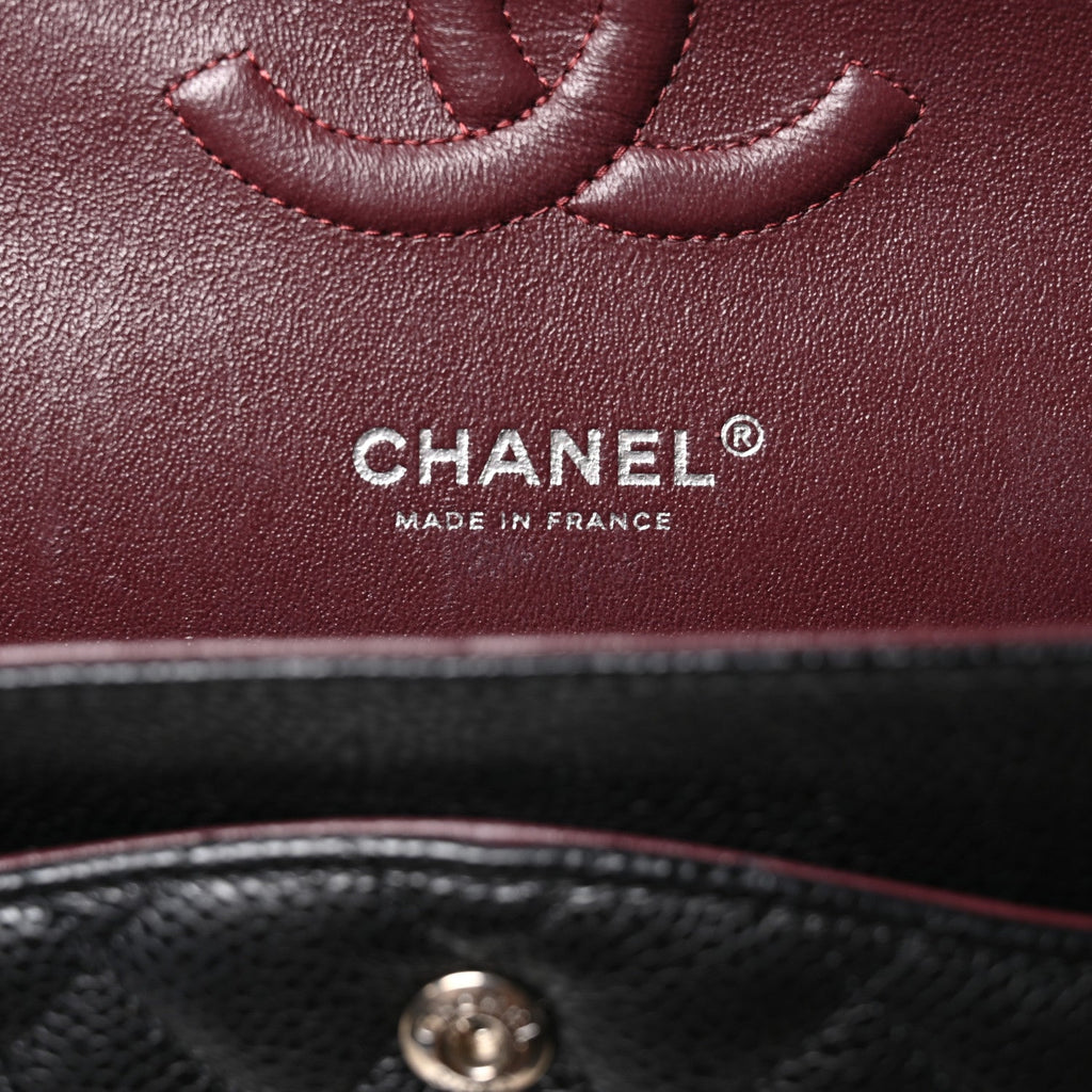 Caviar Quilted Medium Double Flap Black