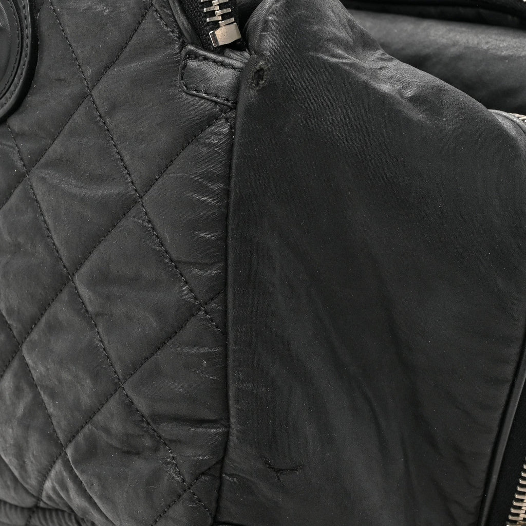 Nylon Quilted Duffle Trolley Black