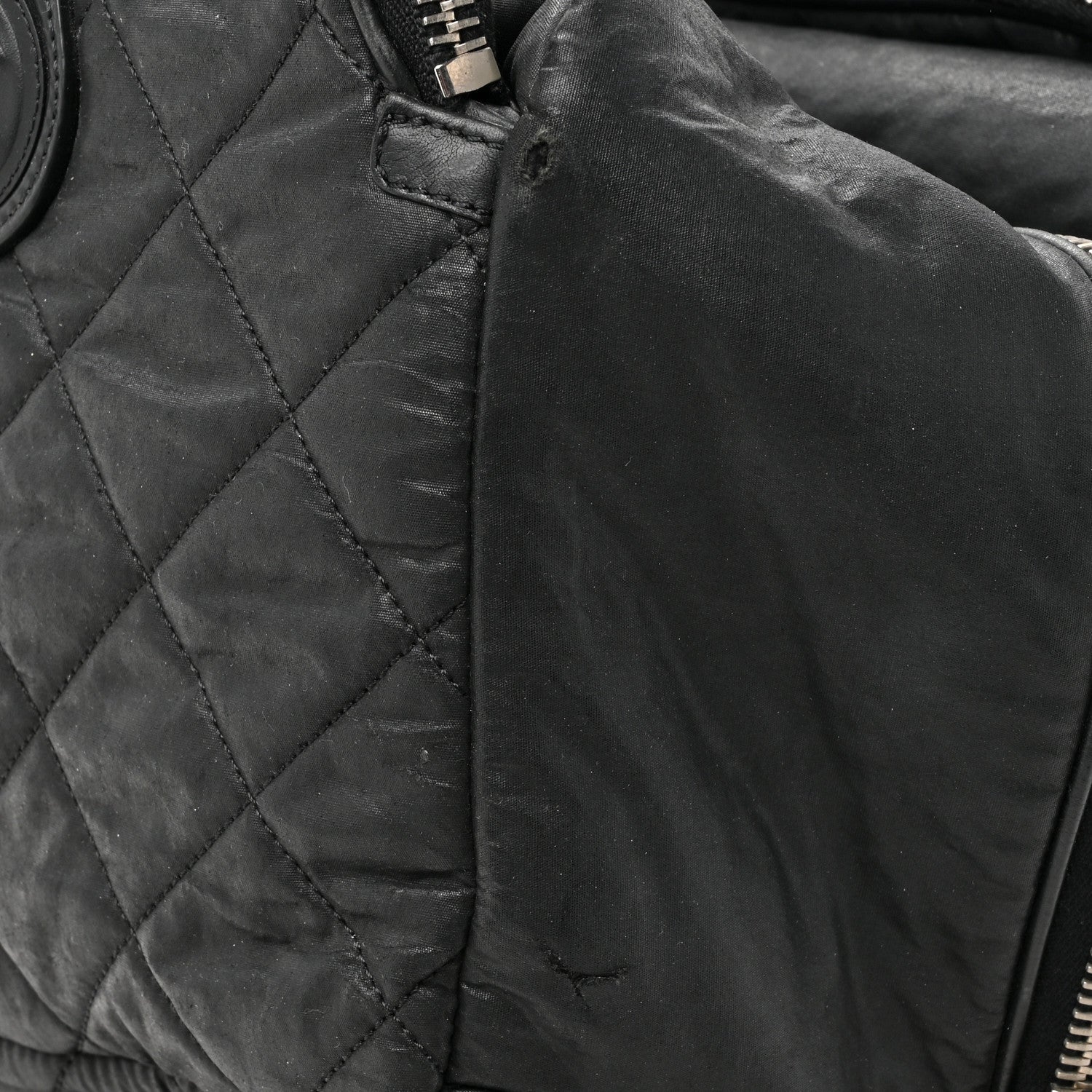 Nylon Quilted Duffle Trolley Black