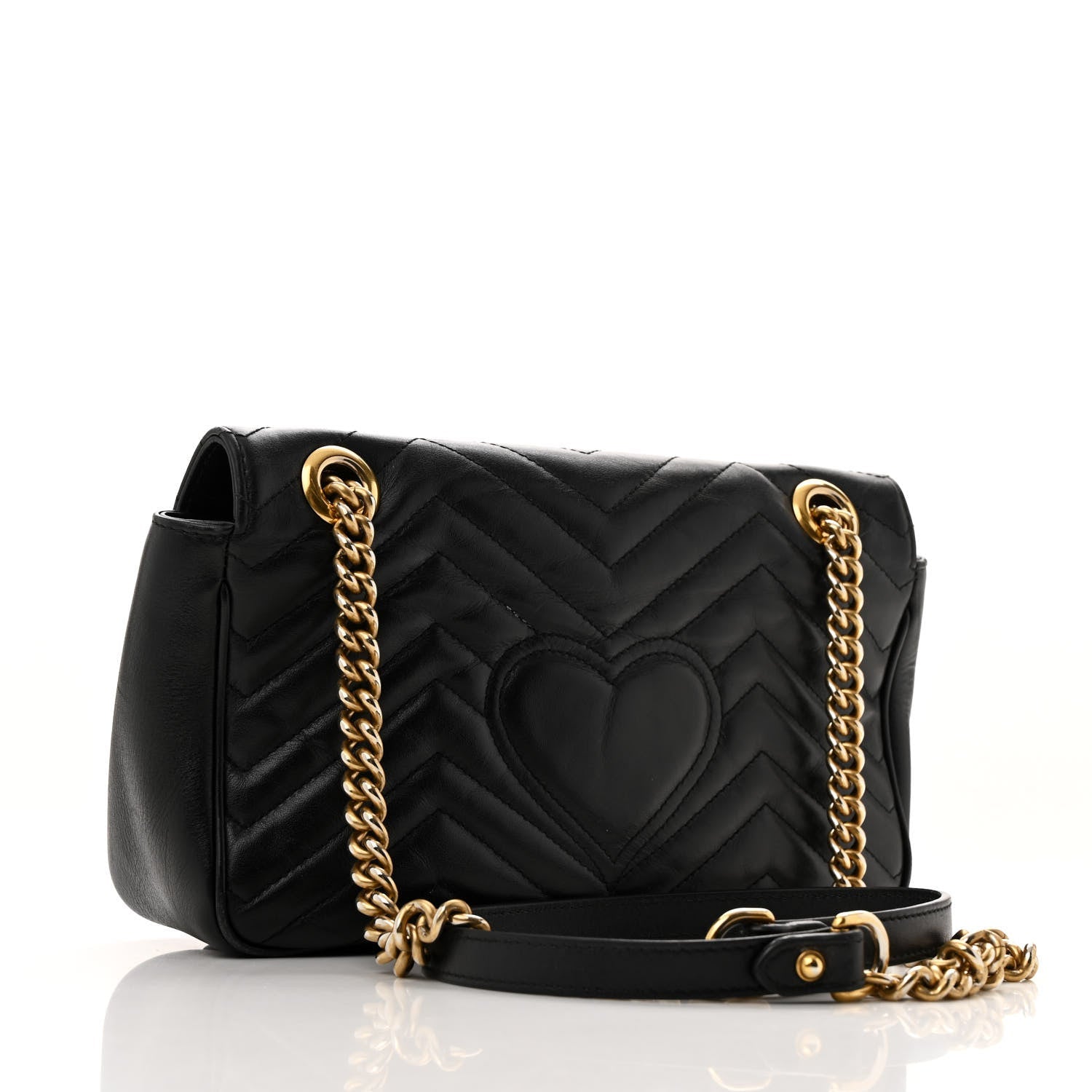 Calfskin Matelasse Small GG Marmont Shoulder Bag Black