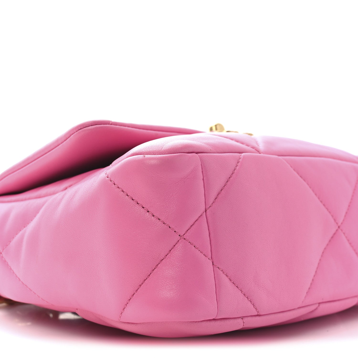 Shiny Lambskin Quilted Medium Chanel 19 Flap Neon Pink