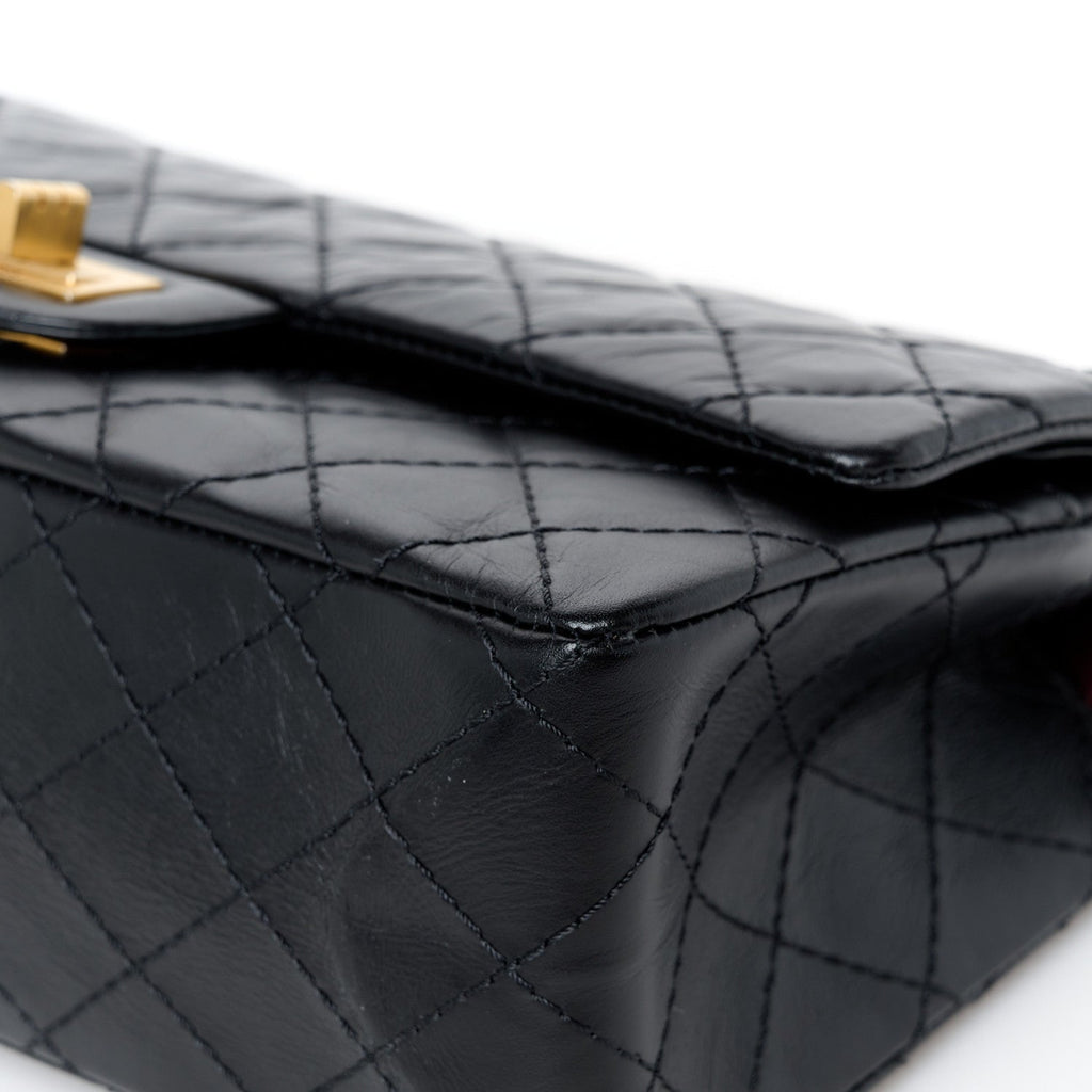 Aged Calfskin Quilted 2.55 Reissue 225 Flap Black