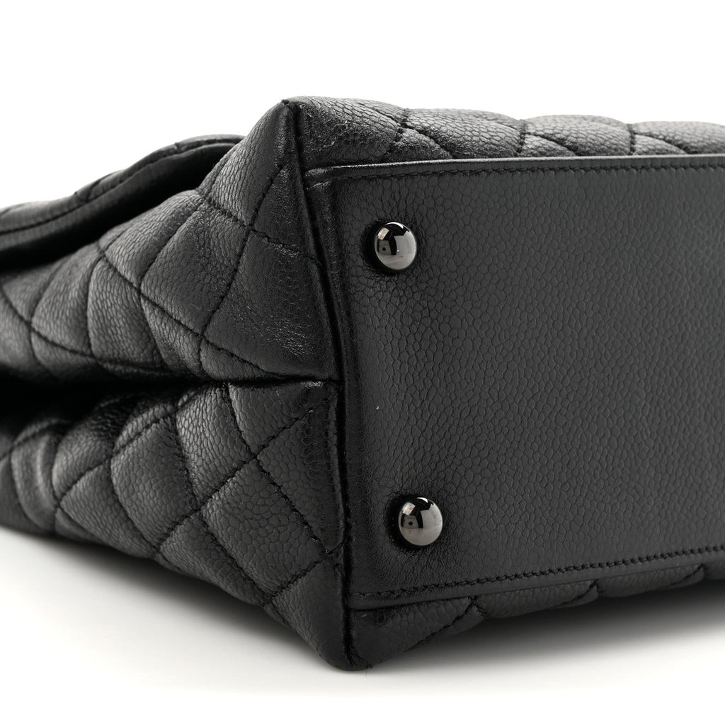 Caviar Quilted Small Coco Handle Flap So Black