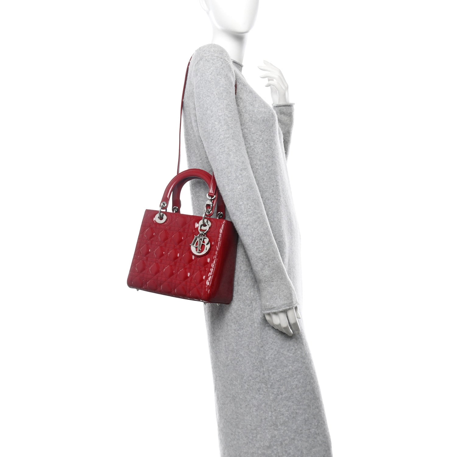 Patent Cannage Medium Lady Dior Burgundy Red